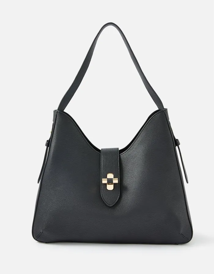 Accessorize Talia Large Twistlock Shoulder Bag Black Black Women Shoulder Bags