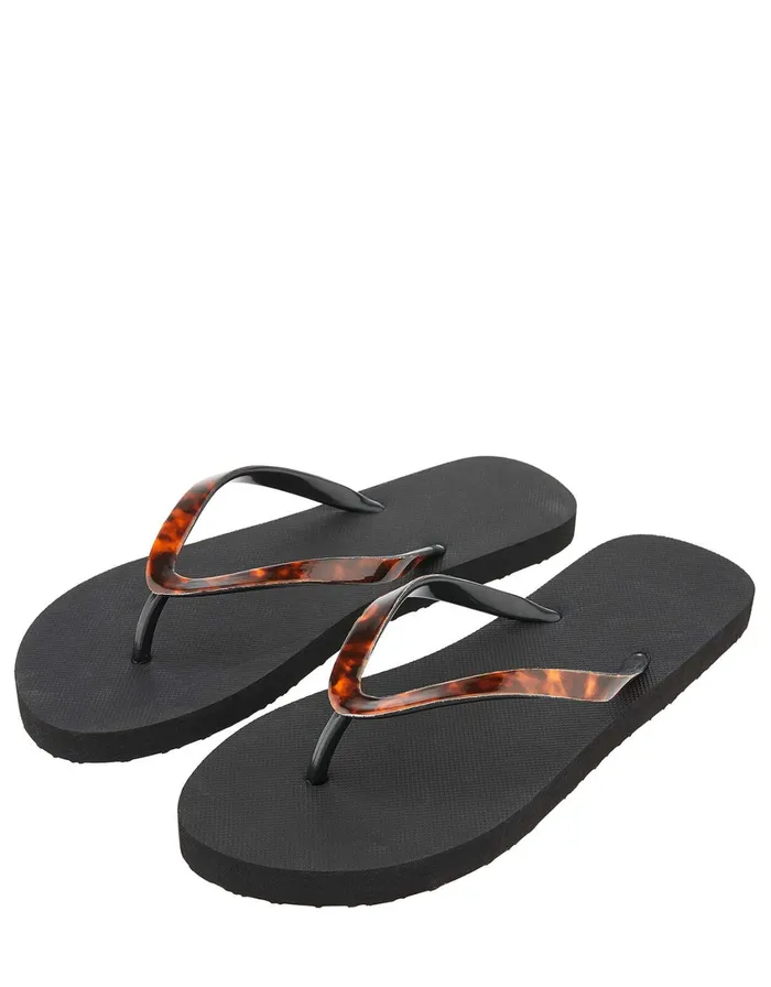 Accessorize Tortoiseshell Eva Thong Flip Flops Black Black Women Sandals and Flip Flops