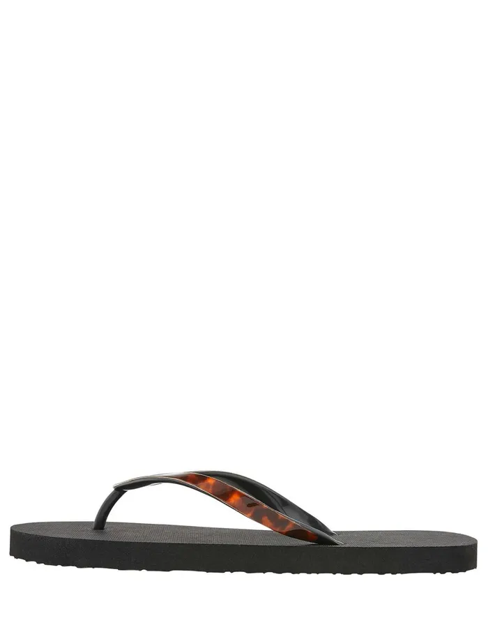 Accessorize Tortoiseshell Eva Thong Flip Flops Black Black Women Sandals and Flip Flops