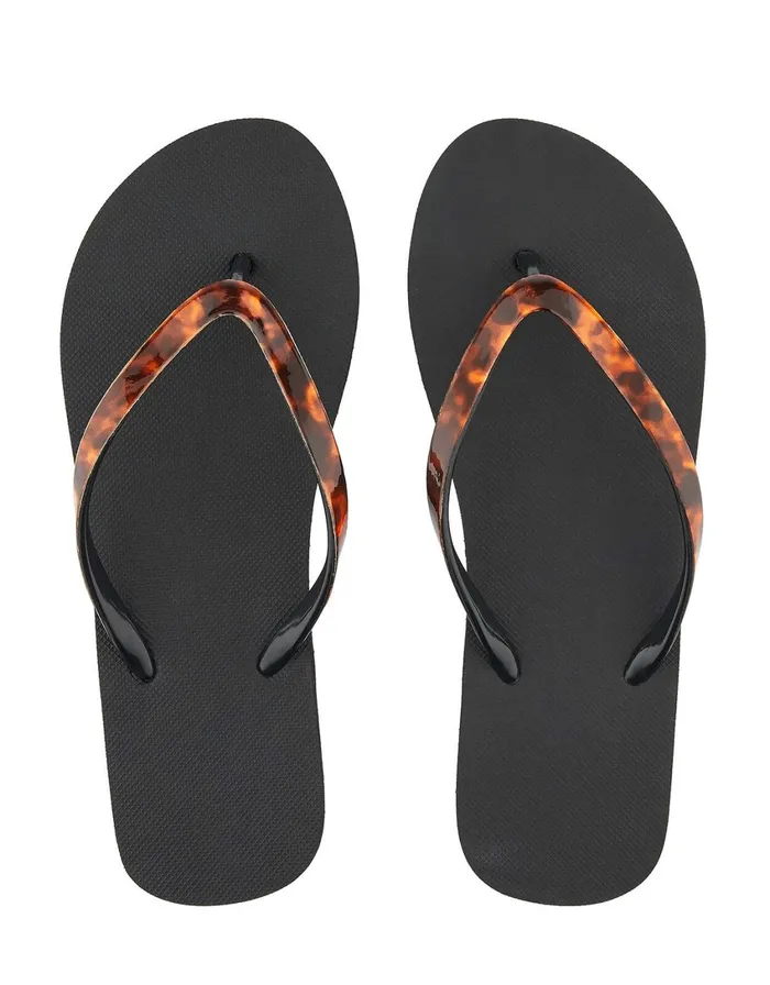 Accessorize Tortoiseshell Eva Thong Flip Flops Black Black Women Sandals and Flip Flops