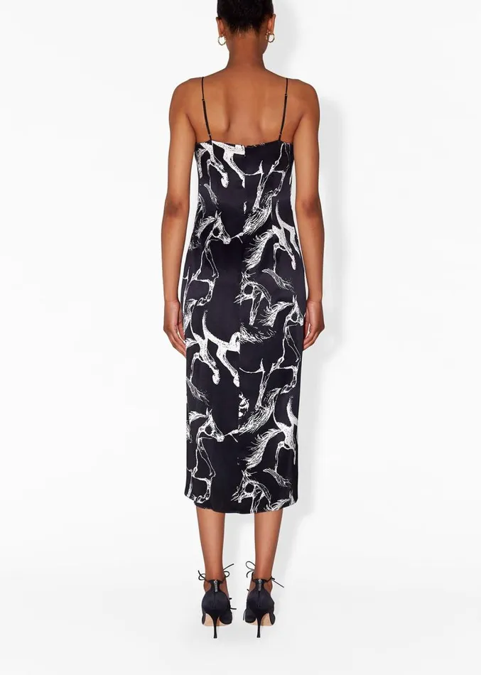 Adam Lippes Dresses and Jumpsuits Cami Dress In Printed Hammered Silk Blackwhite 8211 Women