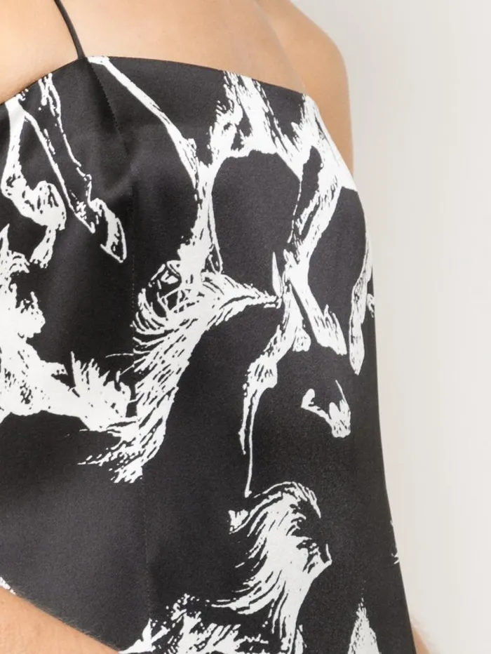 Adam Lippes Dresses and Jumpsuits Cami Dress In Printed Hammered Silk Blackwhite 8211 Women