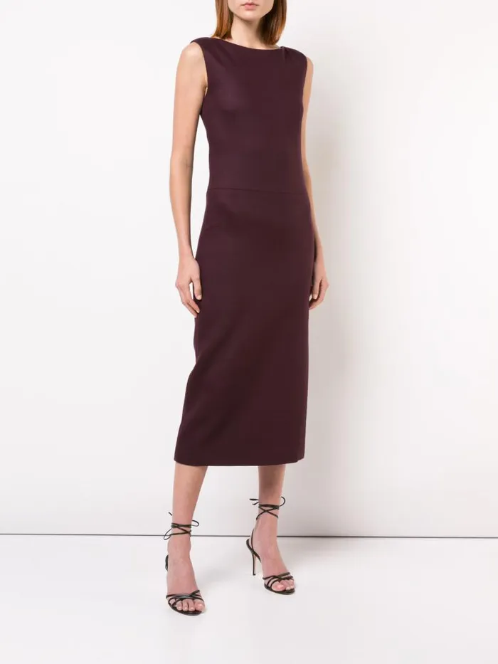 Adam Lippes Dresses and Jumpsuits Double Face Wool Boatneck Dress Burgundypink 8211 Women