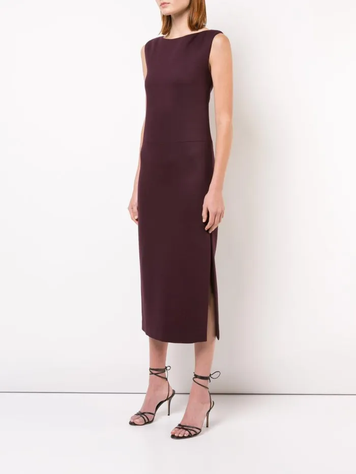 Adam Lippes Dresses and Jumpsuits Double Face Wool Boatneck Dress Burgundypink 8211 Women