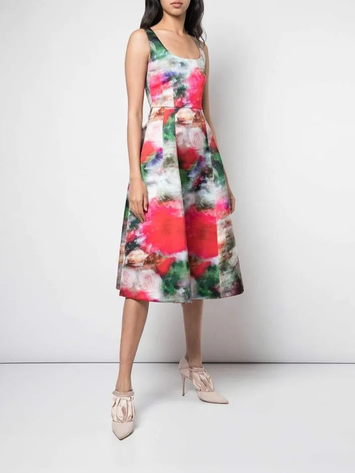 Adam Lippes Dresses and Jumpsuits Fluted Dress In Printed Duchess Satin Multi Floral 8211 Women