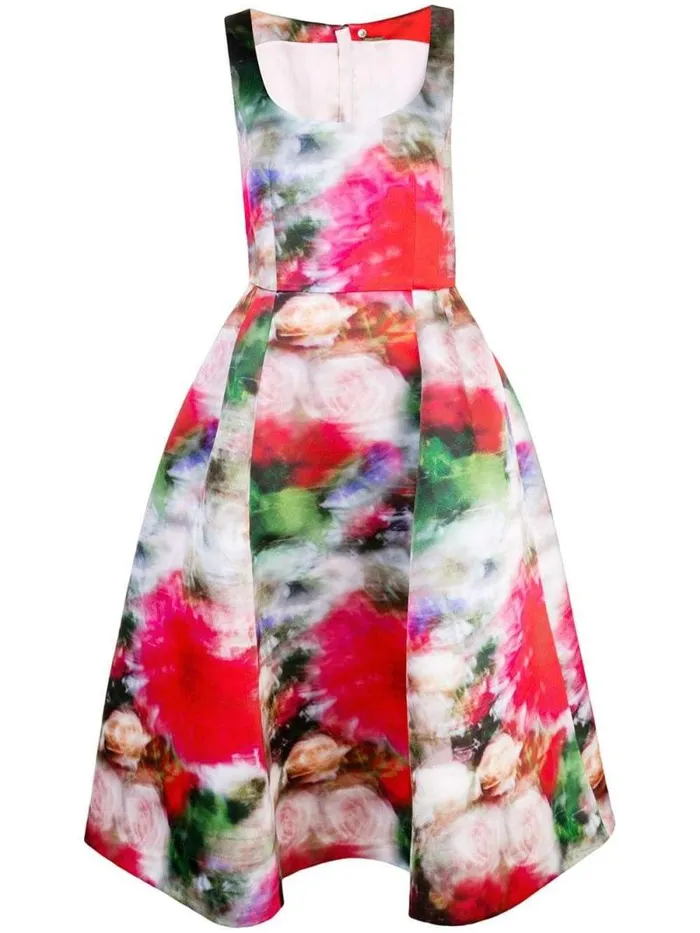 Adam Lippes Dresses and Jumpsuits Fluted Dress In Printed Duchess Satin Multi Floral 8211 Women