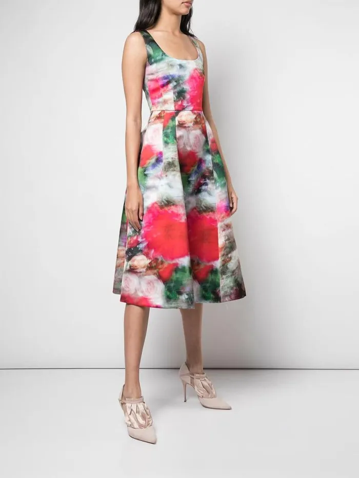 Adam Lippes Dresses and Jumpsuits Fluted Dress In Printed Duchess Satin Multi Floral 8211 Women