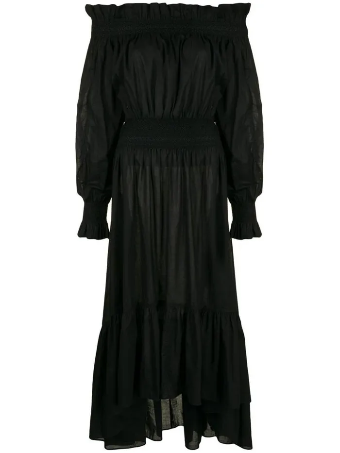 Adam Lippes Dresses and Jumpsuits Off The Shoulder Dress In Silk Cotton Voile Black 8211 Women