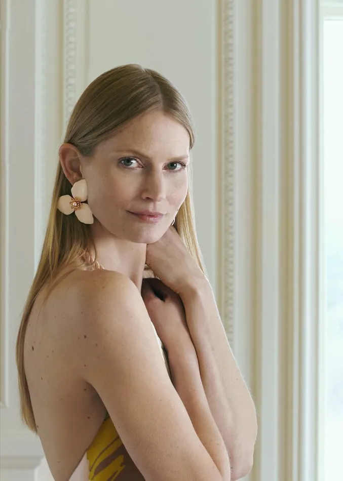 Adam Lippes Earrings Hand Painted Trillium Earring With Pearls Matte Ivory Gold 8211 Women