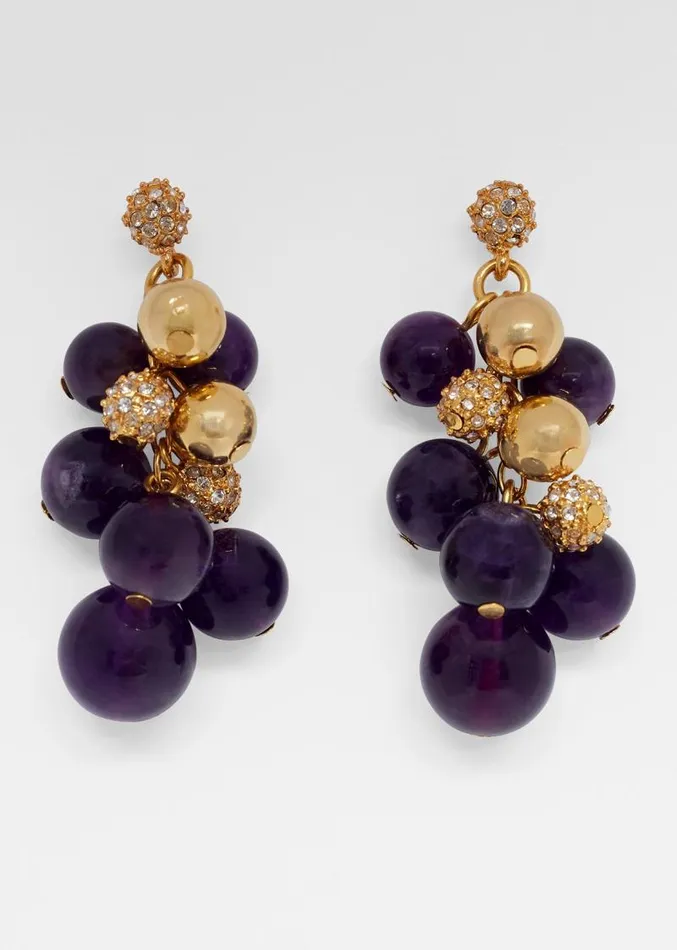 Adam Lippes Earrings Semi Precious Bead Cluster Earring Amethyst 8211 Women