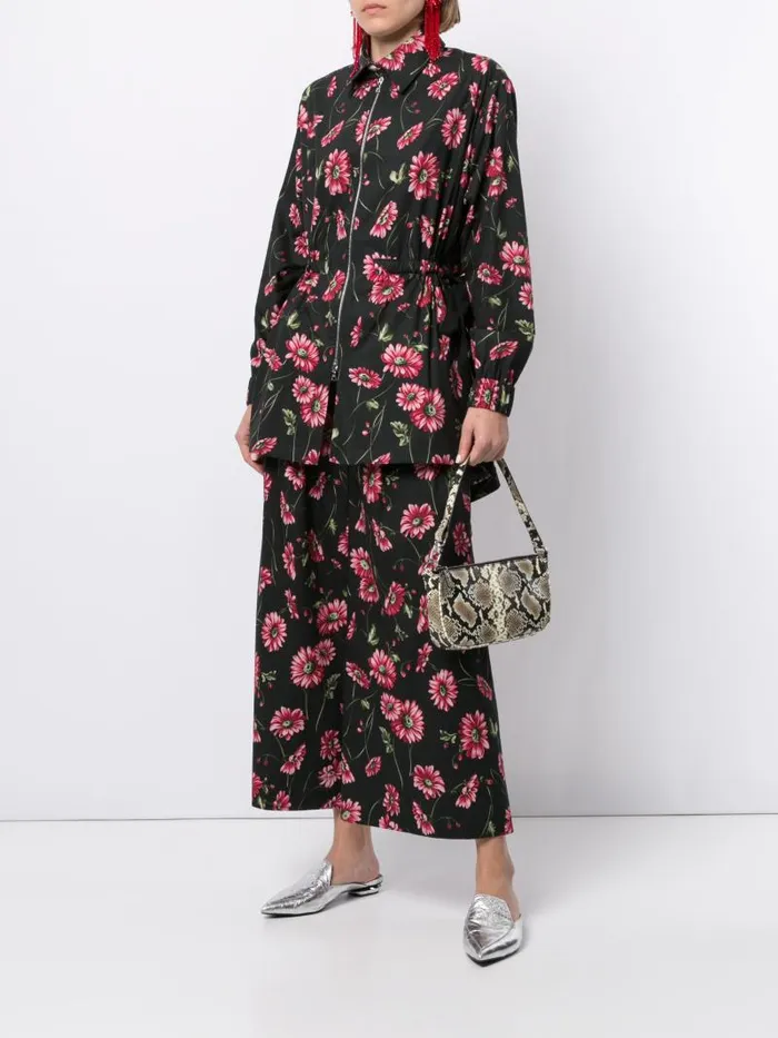 Adam Lippes Jackets and Coats Anorak In Printed Poplin Black Daisy 8211 Women