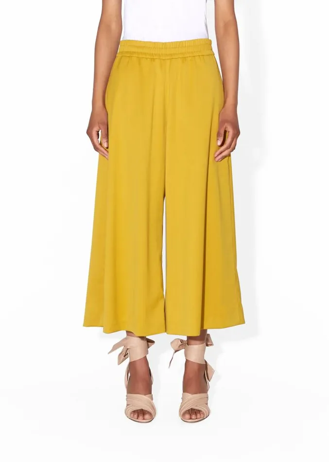 Adam Lippes Pants WideLeg Culotte In Tropical Wool Turmeric 8211 Women