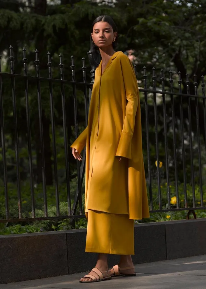 Adam Lippes Pants WideLeg Culotte In Tropical Wool Turmeric 8211 Women