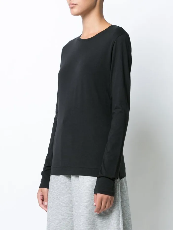 Adam Lippes Pima Cotton TShirts Long Sleeve Crewneck TShirt In Pima Cotton Black 8211 Women