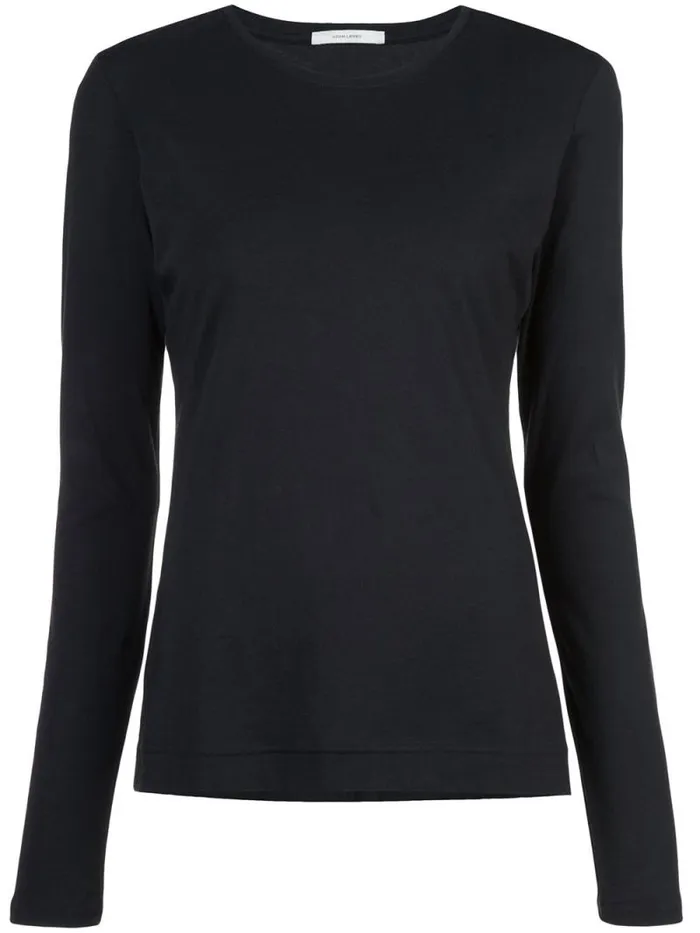 Adam Lippes Pima Cotton TShirts Long Sleeve Crewneck TShirt In Pima Cotton Black 8211 Women
