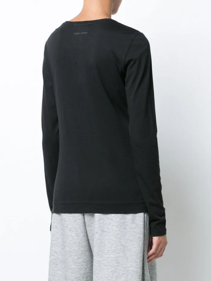 Adam Lippes Pima Cotton TShirts Long Sleeve Crewneck TShirt In Pima Cotton Black 8211 Women