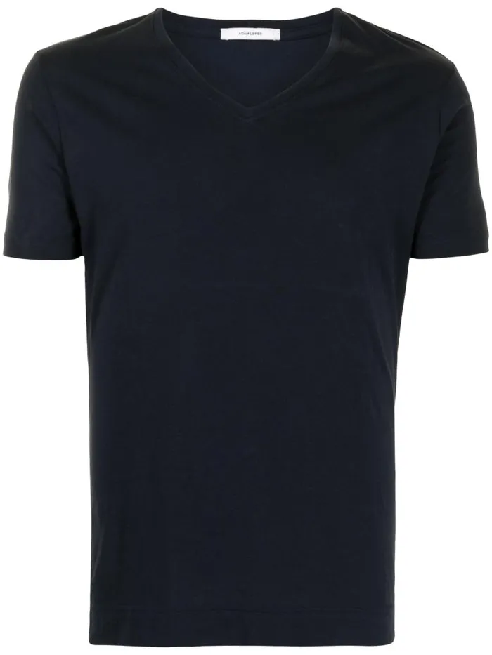Adam Lippes TShirts Short Sleeve VNeck TShirt In Pima Cotton Navy 8211 Men