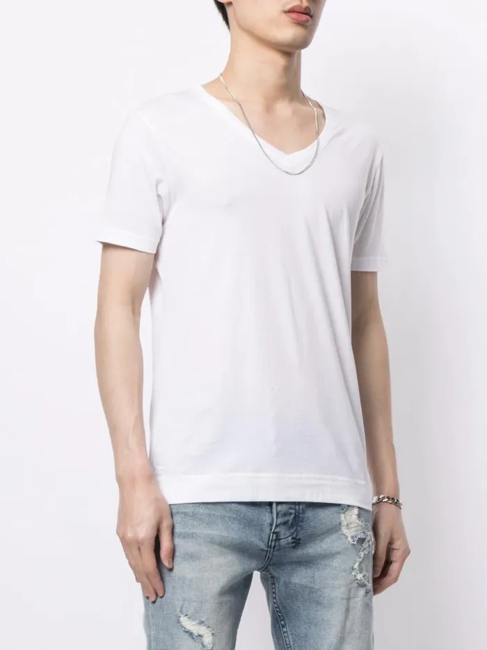 Adam Lippes TShirts Short Sleeve VNeck TShirt In Pima Cotton White 8211 Men