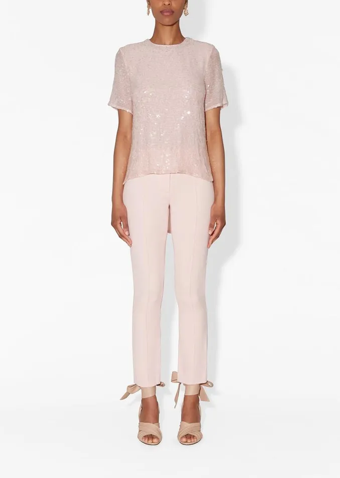 Adam Lippes Tops Cross Back TShirt In Embroidered Sequin Blush 8211 Women