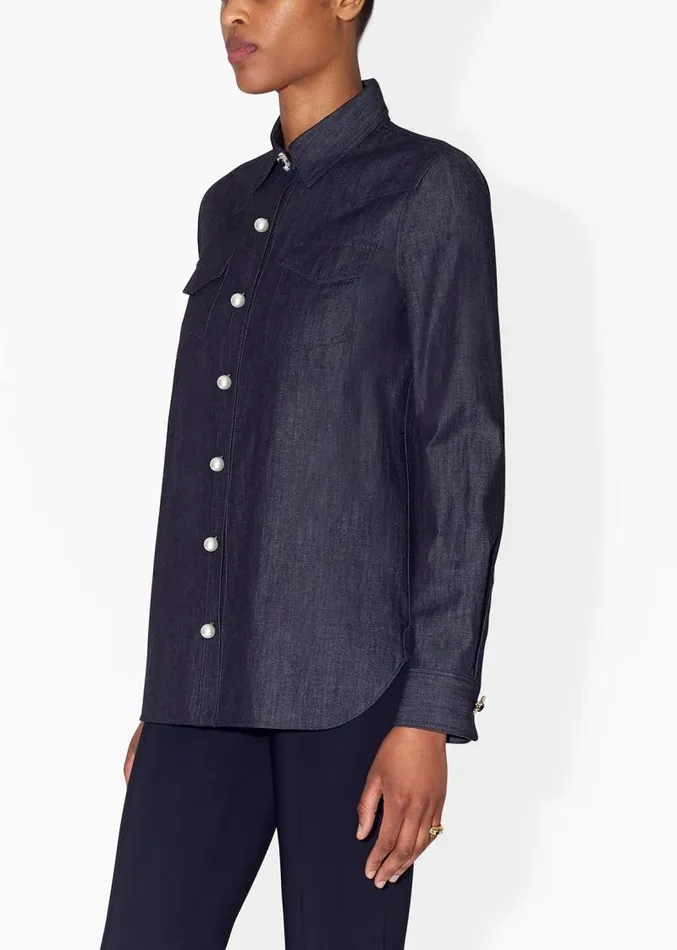 Adam Lippes Tops Menwear Shirt In Chambray Indigo 8211 Women