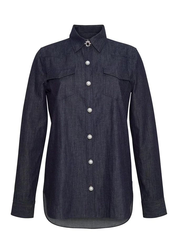 Adam Lippes Tops Menwear Shirt In Chambray Indigo 8211 Women