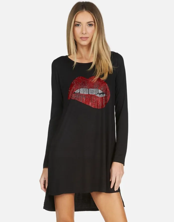 Adora X Crystal Biting Lip Black Women039s Lauren Moshi Dresses