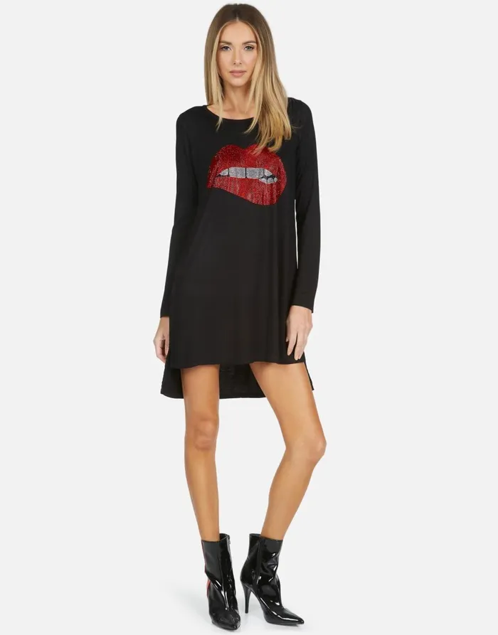 Adora X Crystal Biting Lip Black Women039s Lauren Moshi Dresses