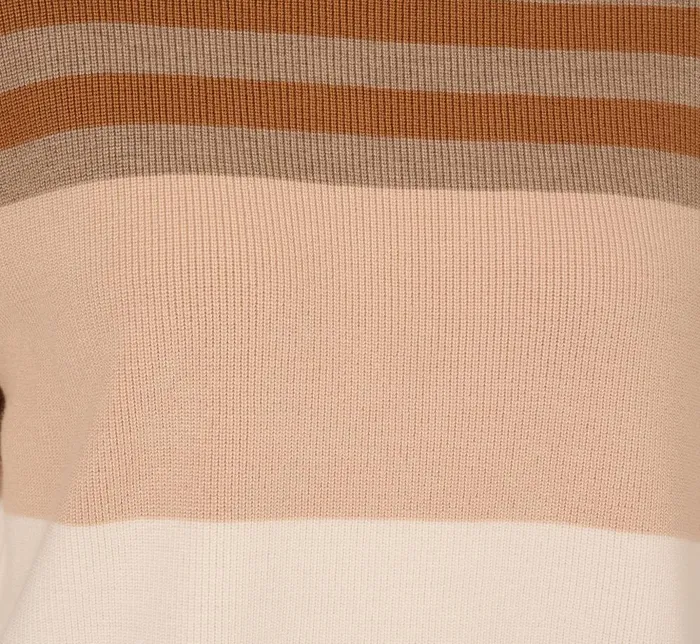 Adrianna Papell Coord Sets Drop Shoulder Boat Neck Color Blocked Sweater In Camel Ht Oatmeal Block Multi 8211 Women