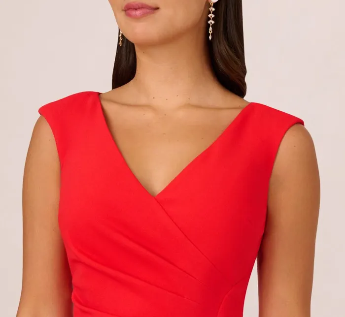Adrianna Papell Day Dresses Crepe Sheath Dress With Draped Details In Red Crush 8211 Women