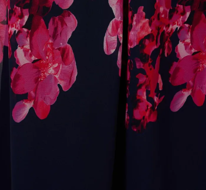Adrianna Papell Day Dresses Floral Wrap Waist Ankle Dress In Navy Pink Multi 8211 Women