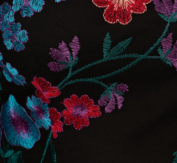 Adrianna Papell Day Dresses Multicolor Floral Embroidered Sheath Dress With Sheer Bell Sleeves In Black Multi 8211 Women