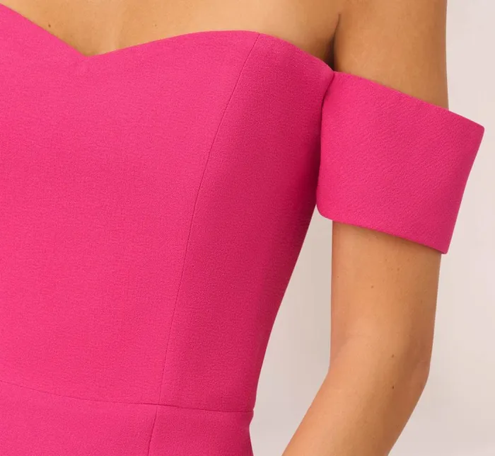 Adrianna Papell Day Dresses Off The Shoulder Midi Dress With Sweetheart Neckline In Brilliant Fuchsia 8211 Women