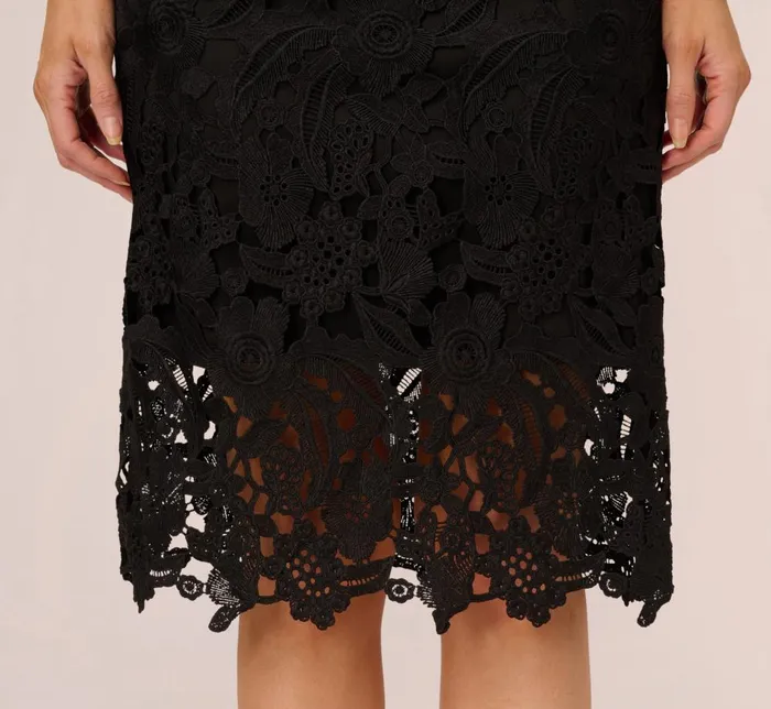 Adrianna Papell Day Dresses One Shoulder Lace Sheath Dress With Bow Accent In Black 8211 Women