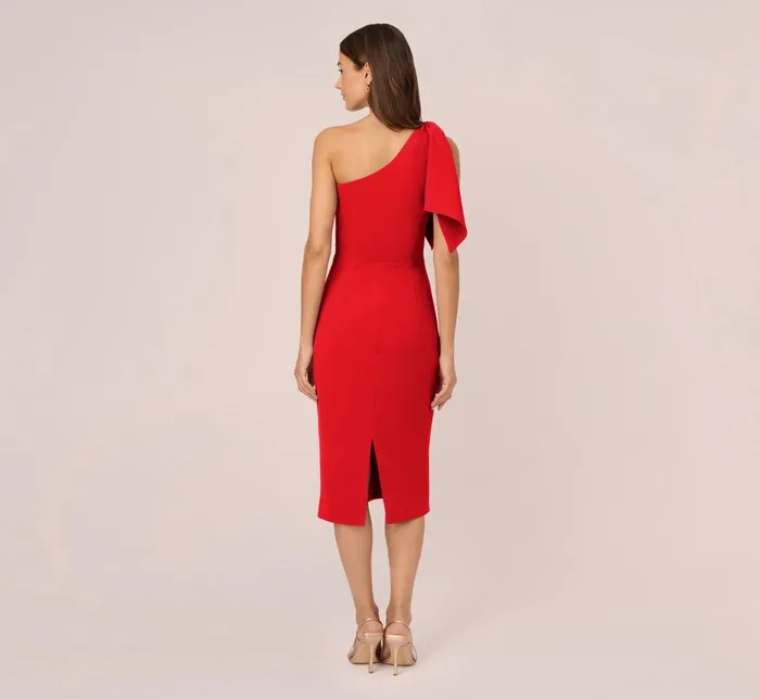 Adrianna Papell Day Dresses One Shoulder Midi Dress With Bow Accent In Red 8211 Women