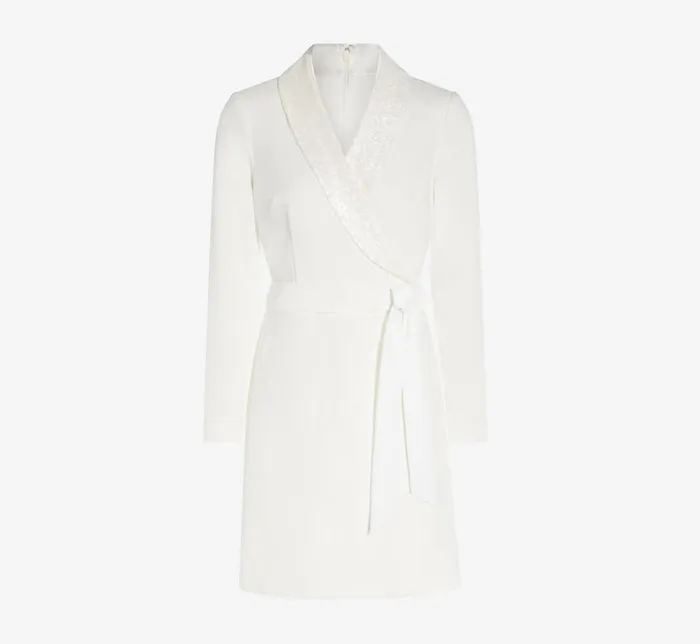 Adrianna Papell Day Dresses Sequin Collar Tuxedo Dress In Ivory 8211 Women