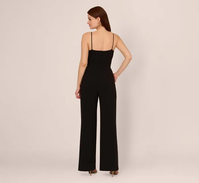 Adrianna Papell Day Dresses Wide Leg Jumpsuit With Pearl Chain Spaghetti Straps In Black 8211 Women