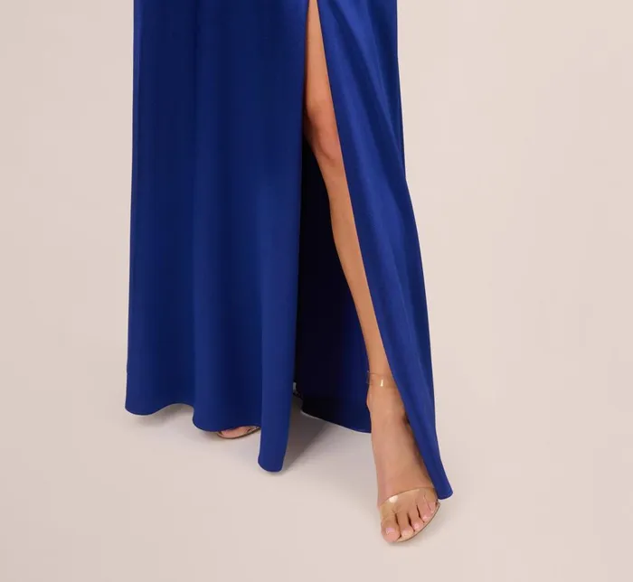 Adrianna Papell Formal Dresses Liquid Satin Gown With Corset Bodice In Royal Sapphire 8211 Women