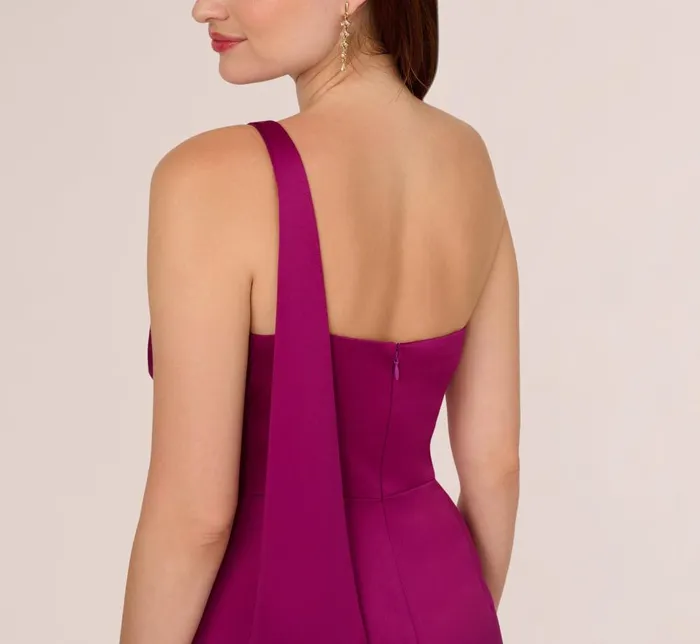 Adrianna Papell Formal Dresses Satin Crepe One Shoulder Gown With Metal Ring Accent In Wild Magenta 8211 Women