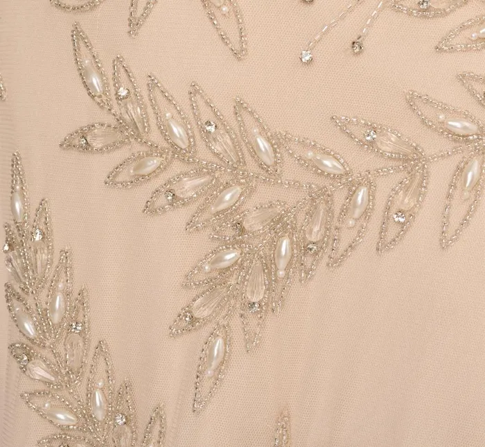 Adrianna Papell Wedding Guest Dresses Beaded Sleeveless Midi Dress With Sweetheart Neckline In Champagne 8211 Women