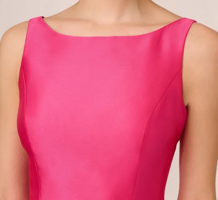 Adrianna Papell Wedding Guest Dresses Sleeveless Mikado Fit And Flare Midi Dress With VBack In Electric Pink 8211 Women