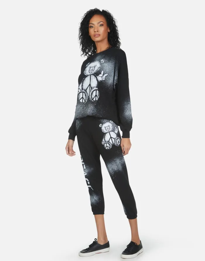 Alana Peace Teddy Black Women039s Lauren Moshi Crop Sweatpants