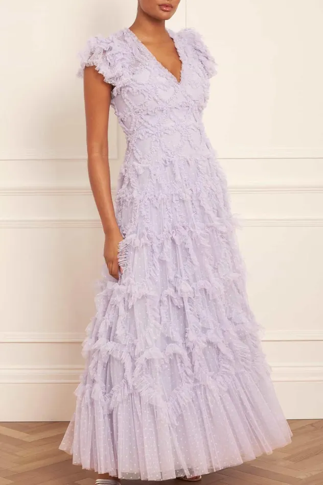 Amorette VNeck Gown Purple Women Needle and Thread Dresses