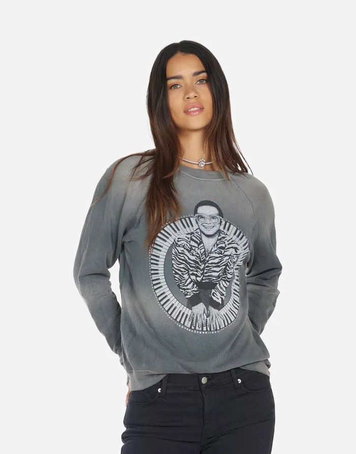 Anela Elton John Piano Faded Graphite Women039s Lauren Moshi Sweaters and Knits