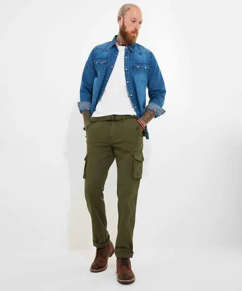 Apparel Hit The Action Cargo Trousers Khaki Jeans and Trousers Joebrowns