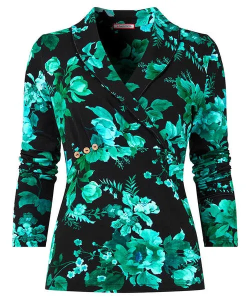 Apparel Joebrowns Hallie Jersey Print Wrap Top Black Tops Tunics and Blouses Apparel Joebrowns Hallie Jersey Print Wrap Top Black Tops Tunics and Blouses