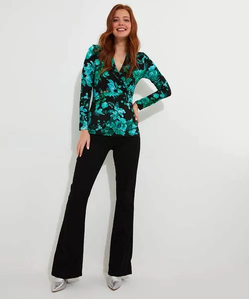 Apparel Joebrowns Hallie Jersey Print Wrap Top Black Tops Tunics and Blouses Apparel Joebrowns Hallie Jersey Print Wrap Top Black Tops Tunics and Blouses