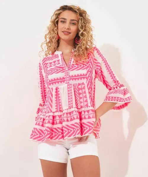 Apparel Joyful Jacquard Top Pink Tops Tunics and Blouses Joebrowns Apparel Joyful Jacquard Top Pink Tops Tunics and Blouses Joebrowns