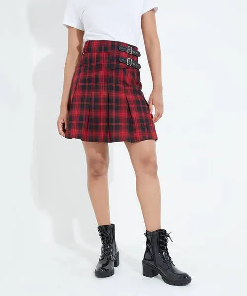 Apparel Skirts Joebrowns Dixie Check Pleated Skirt Red Apparel Skirts Joebrowns Dixie Check Pleated Skirt Red