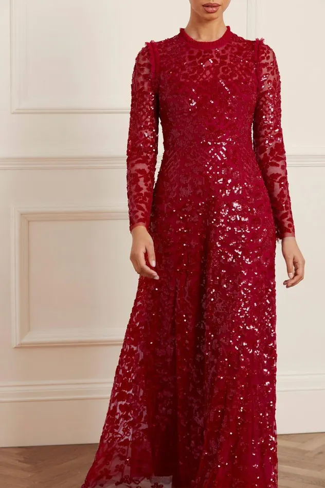 Aurelia Long Sleeve Gown Red Women Needle and Thread Dresses