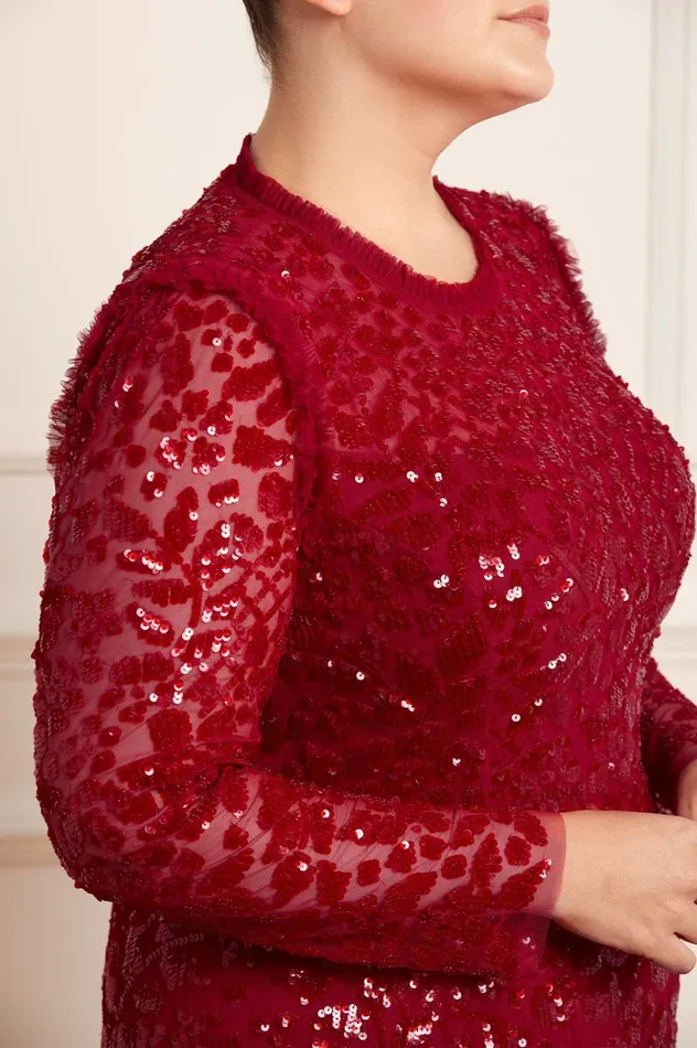 Aurelia Long Sleeve Gown Red Women Needle and Thread Dresses